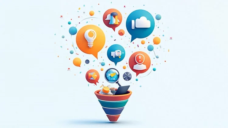 Der Funnel soll zeigen, wie im Online Marketing eine Kundenreichweite dokumentiert wird.